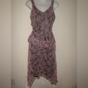 Vintage Carrie Bradshaw pink Floral Drop Waist Silk Dress fairycore 8/10 M/L